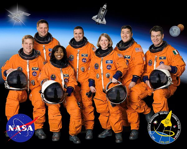 (left to right) Parazynski, Wheelock, Wilson, Zamka, Melroy, Tani and NespoliSpace Shuttle program← STS-118STS-122 →