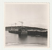Saint-Malo le barrage de la Rance en construction