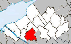 Location within Nicolet-Yamaska Regional County Municipality.