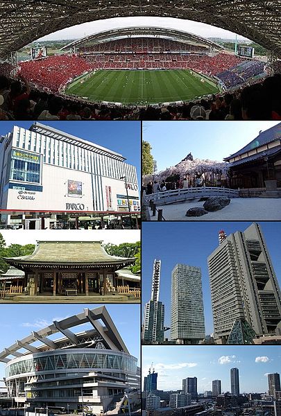 From top left: Saitama Stadium 2002, Urawa Parco [ja], Gyokuzouin [ja], Hikawa Shrine, Saitama New Urban Center, Saitama Super Arena, Musashi-Urawa St