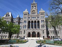 The mural was painted outside the Salt Lake City and County Building (pictured in April 2021). Salt Lake City, Utah (2021) - 201.jpg