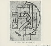 Cabeça = linha – força. Complementarismo orgânico, 1913, guache sobre papel. Publicado na revista Portugal Futurista, 1917, p.9