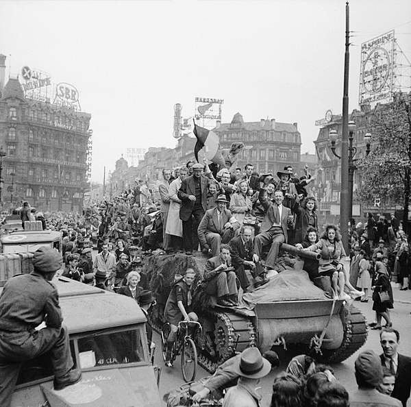 British tanks arrive in Brussels on 4 September 1944, ending the German occupation