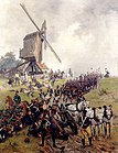 Napoleon nimmt am Abend die an ihm vorbei defilierenden siegreichen Truppen an der Windmühle ab von Ernest Crofts