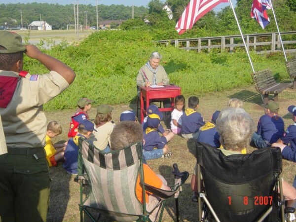 Actor reading Baden-Powell's final words to Scouts at a Sunrise Ceremony