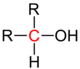 Grupa hydroksylowa (OH) przyłączona do atomu węgla z dwiema grupami funkcyjnymi (R) i jednym atomem wodoru