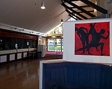 Part of the foyer of the theatre in January 2015 Secombe Theatre interior,Sutton, Surrey, Greater London 1.JPG