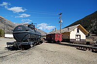 D&SNG W0473 and D&RG 3543 on display, Silverton, October 2012