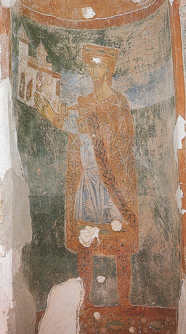 Mihailo I of Duklja, the first recognized ruler of Duklja on a fresco in the Church of St. Michael in Ston: He was crowned King of Slavs and known as 