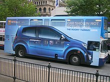 A Renault advertisement covers an entire Stagecoach Manchester bus Stagecoach in Manchester allover advert bus.jpg