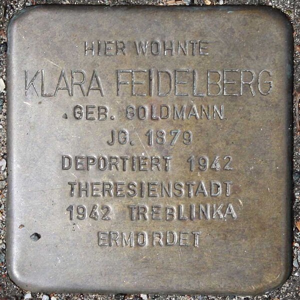 File:Stolperstein Klara Feidelberg Wuppertal.jpg