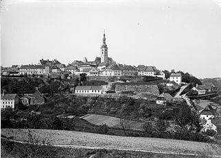 View of Tábor from the north, end of the 19th century, with well-visible city fortification, Ignác Šechtl