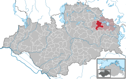 Läget för kommunen Techentin i Landkreis Ludwigslust-Parchim