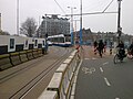 Tram 10 op de noodbrug bij de Hoge Sluis, Amsterdam, 3 maart 2012