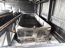 An iron tub boat at Blists Hill Museum. It was rescued from a farm in 1972, and prior to its discovery, it was thought that all tub boats on the Shropshire Canal were made of wood.