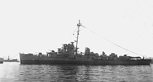 USS Steele (DE-8) vor Anker, um 1945