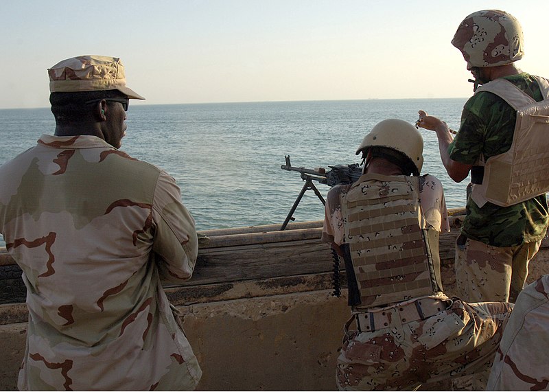 File:US Navy 070804-N-8560S-001 Gunner's Mate 2nd Class Nickel Samuel assigned to Mobile Security Detachment (MSD) 24 observes Iraqi marines participating in a live-fire exercise.jpg