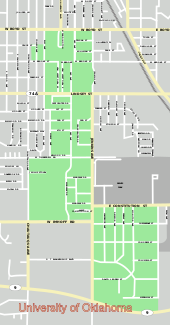 Map of the Norman campuses excluding the north campus University of OK entire campus.svg