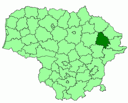 Location of Utena district municipality within Lithuania