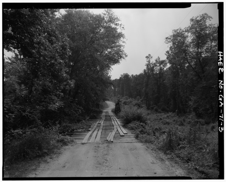 File:VIEW OF WEST APPROACH FACING EAST - Butts County Road 230 Bridge, Spanning Indian Creek on County Road 230, Jenkinsburg, Butts County, GA HAER GA,18-JENK.V,1-3.tif