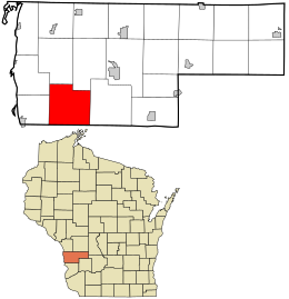 Lokasi di Vernon County dan negara bagian Wisconsin.