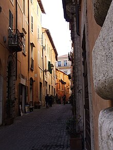 Via dei Falegnami viewed from Piazza Mattei Via della Reginella (Rome).jpg