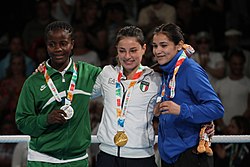 Victory Ceremony Girls' flyweight Boxing 2018 YOG 42.jpg