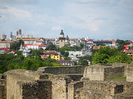 View of downtown Suceava, from the fortress