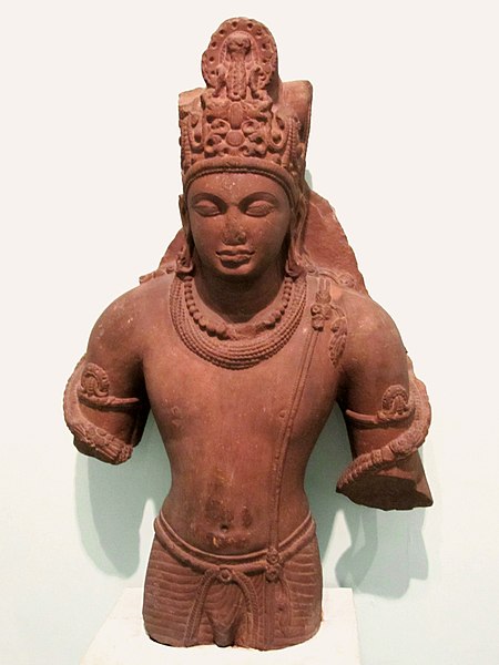Sculpture of Vishnu (red sandstone), 5th century CE.