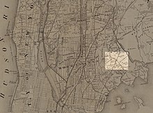 Southern portion of The Village of West Farms in 1872, highlighting the location of the Faile Estate