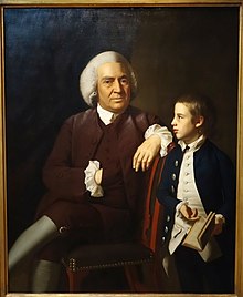 Proprietor William Vassall (1715-1800) with his son Leonard painted by John Singleton Copley in about 1771, when Vassalboro was incorporated. William Vassall and His Son Leonard, view 1, by John Singleton Copley, c. 1771, oil on canvas - De Young Museum - DSC01218.JPG