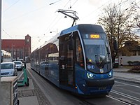 Wroclaw Bema Square 2021 P01 Tram line no 1.jpg