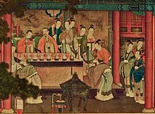 Emperor Wu of Han (30 July 157 BC - 29 March 87 BC) Xiwangmu visiting Emperor Wu of Han.jpg