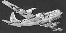 A YC-97J, an experimental turboprop-powered variant, in flight YC-97J USAF.jpg