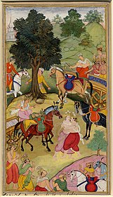Mughal, Yudishthira wrestling with Karna, 1598