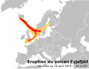 Mapa de la situación de la erupción, 15 de abril de 2010.
