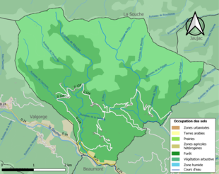 Kolorowa mapa przedstawiająca zagospodarowanie terenu.