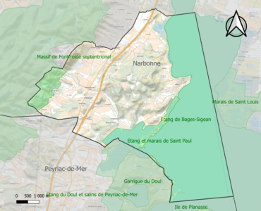 Carte des ZNIEFF de type 1 sur la commune.