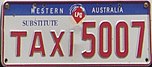 1997 Western Australia registration plate TAXI 5007 taxicab.jpg