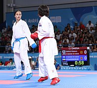 2018-10-17 Karate Girls' –59 kg at 2018 Summer Youth Olympics – Bronze JPN–IRI (Martin Rulsch) 15.jpg