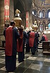 Reliquary busts approaching the choir stairs