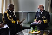Gilday, right, speaks with the Nigerian Chief of Naval Staff, Vice Adm. Awwal Gambo, at the 24th International Seapower Symposium, September 16, 2021. 24th International Seapower Symposium 210916-N-BL637-1139.jpg