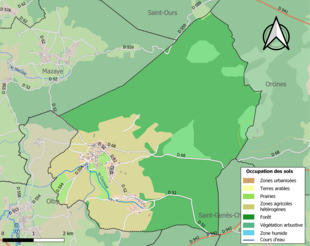 Carte en couleurs présentant l'occupation des sols.