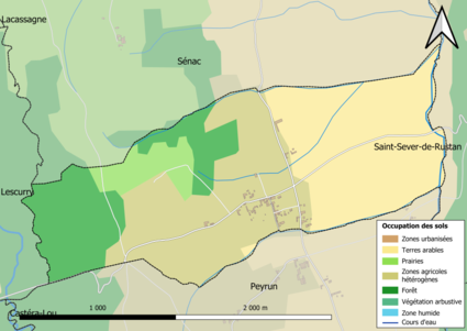 Barevná mapa znázorňující využití půdy.