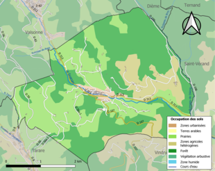 Barevná mapa znázorňující využití půdy.