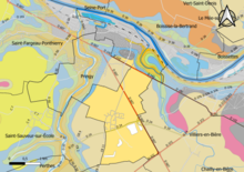 Mapa colorido mostrando o zoneamento geológico simplificado de um município