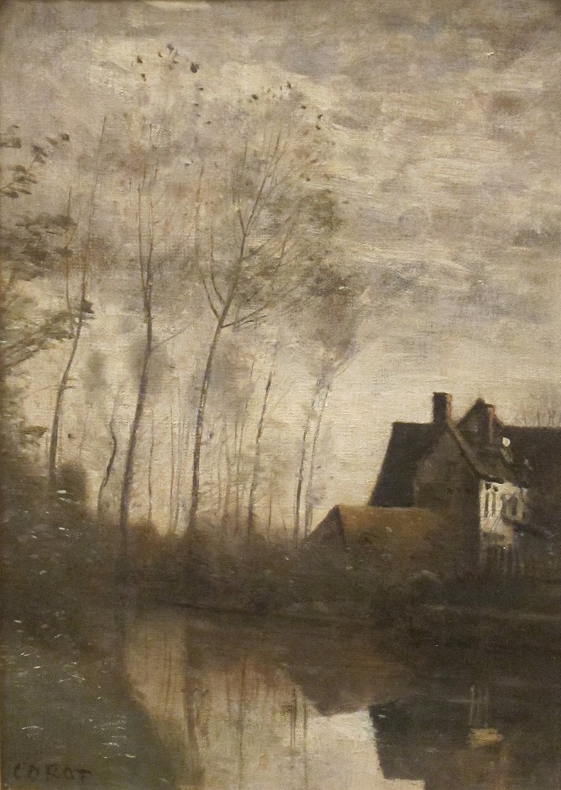 Agenda artistique de juillet ! 800px-A_River_Scene_with_Houses_and_People_Corot%2C_San_Diego_Museum_of_Art