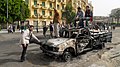 A burned out police van - Tahrir Square 29 January 2011.jpg