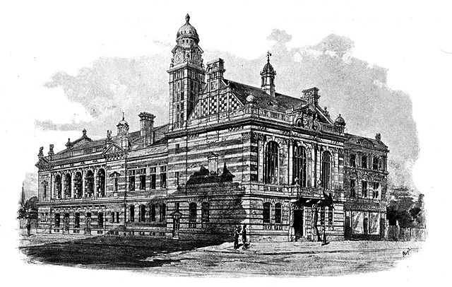 1895 accepted design for Rotherhithe Town Hall, view from Neptune Street and Lower Road