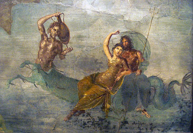 Roman mural of Neptune recovered from Pompeii.